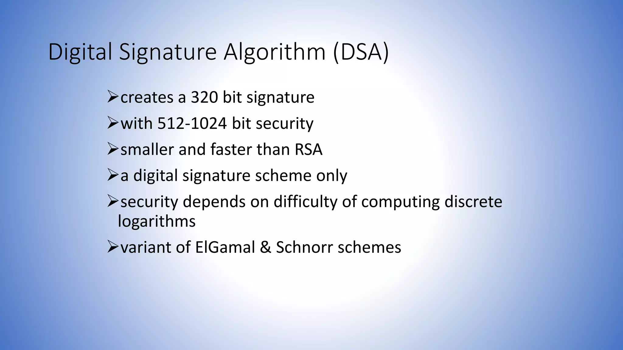 Information and network security 46 digital signature algorithm | PPTX ...