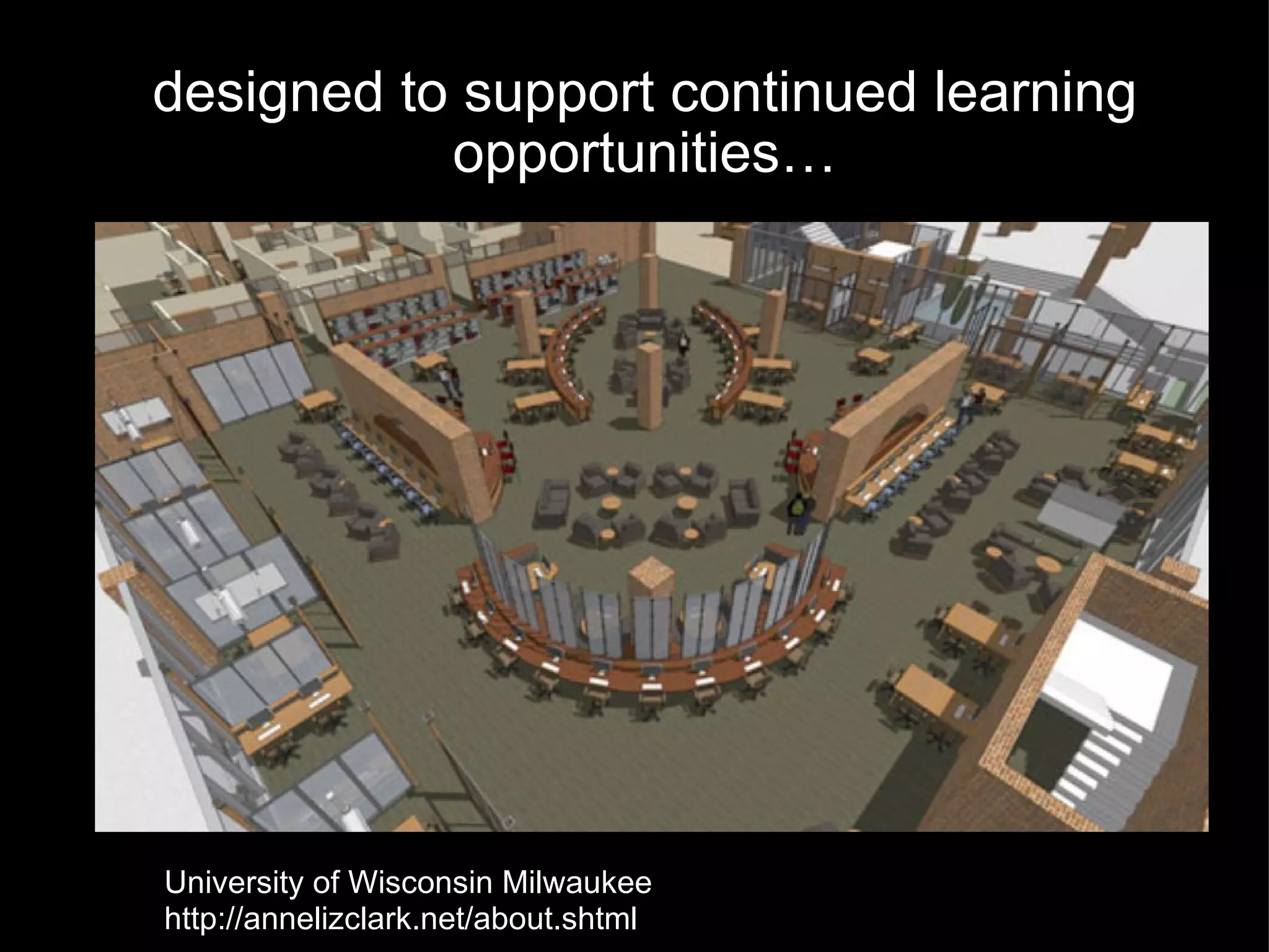 designed to support continued learning opportunities… University of Wisconsin Milwaukee  http://annelizclark.net/about.shtml 