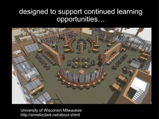 designed to support continued learning opportunities… University of Wisconsin Milwaukee  http://annelizclark.net/about.shtml 