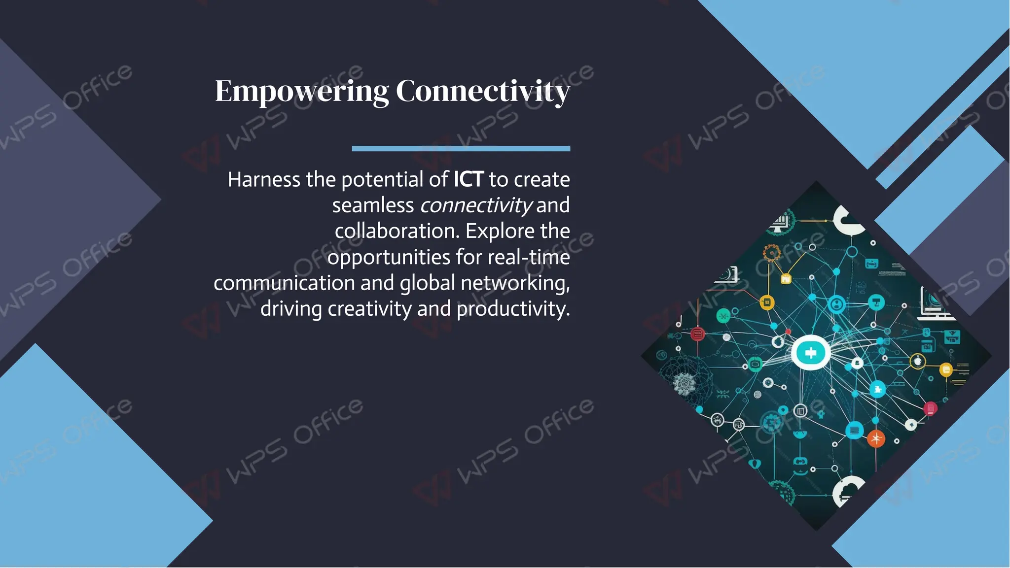 Empowering Connectivity
Empowering Connectivity
Harness the potential of ICT to create
seamless connectivity and
collaboration. Explore the
opportunities for real-time
communication and global networking,
driving creativity and productivity.
Harness the potential of ICT to create
seamless connectivity and
collaboration. Explore the
opportunities for real-time
communication and global networking,
driving creativity and productivity.
 