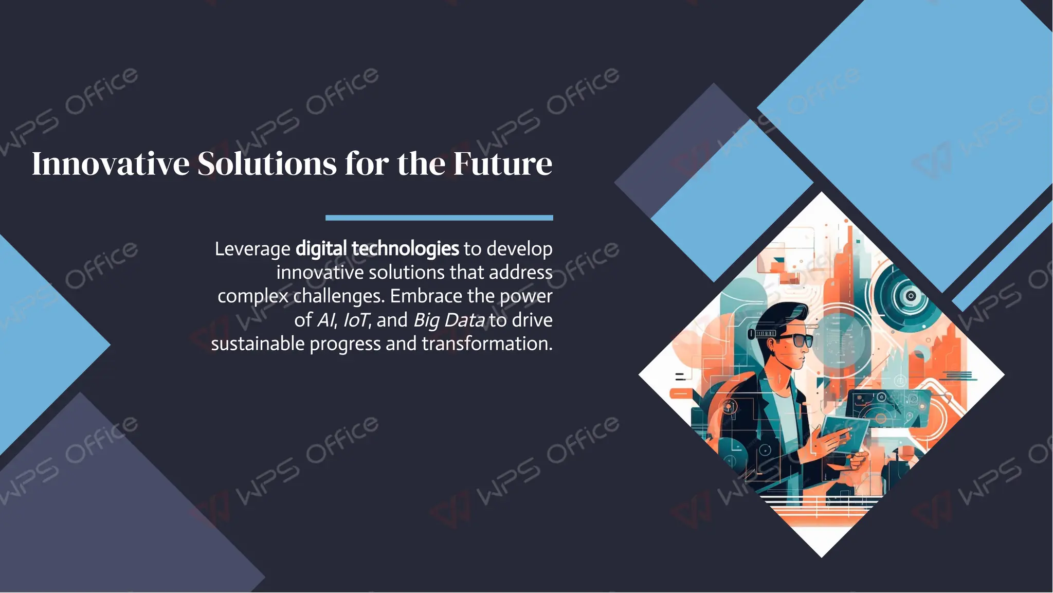 Innovative Solutions for the Future
Innovative Solutions for the Future
Leverage digital technologies to develop
innovative solutions that address
complex challenges. Embrace the power
of AI, IoT, and Big Data to drive
sustainable progress and transformation.
Leverage digital technologies to develop
innovative solutions that address
complex challenges. Embrace the power
of AI, IoT, and Big Data to drive
sustainable progress and transformation.
 