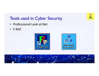 Tools used in Cyber Security
Tools used in Cyber Security
• Professional Look at Net
• F-RAT
 