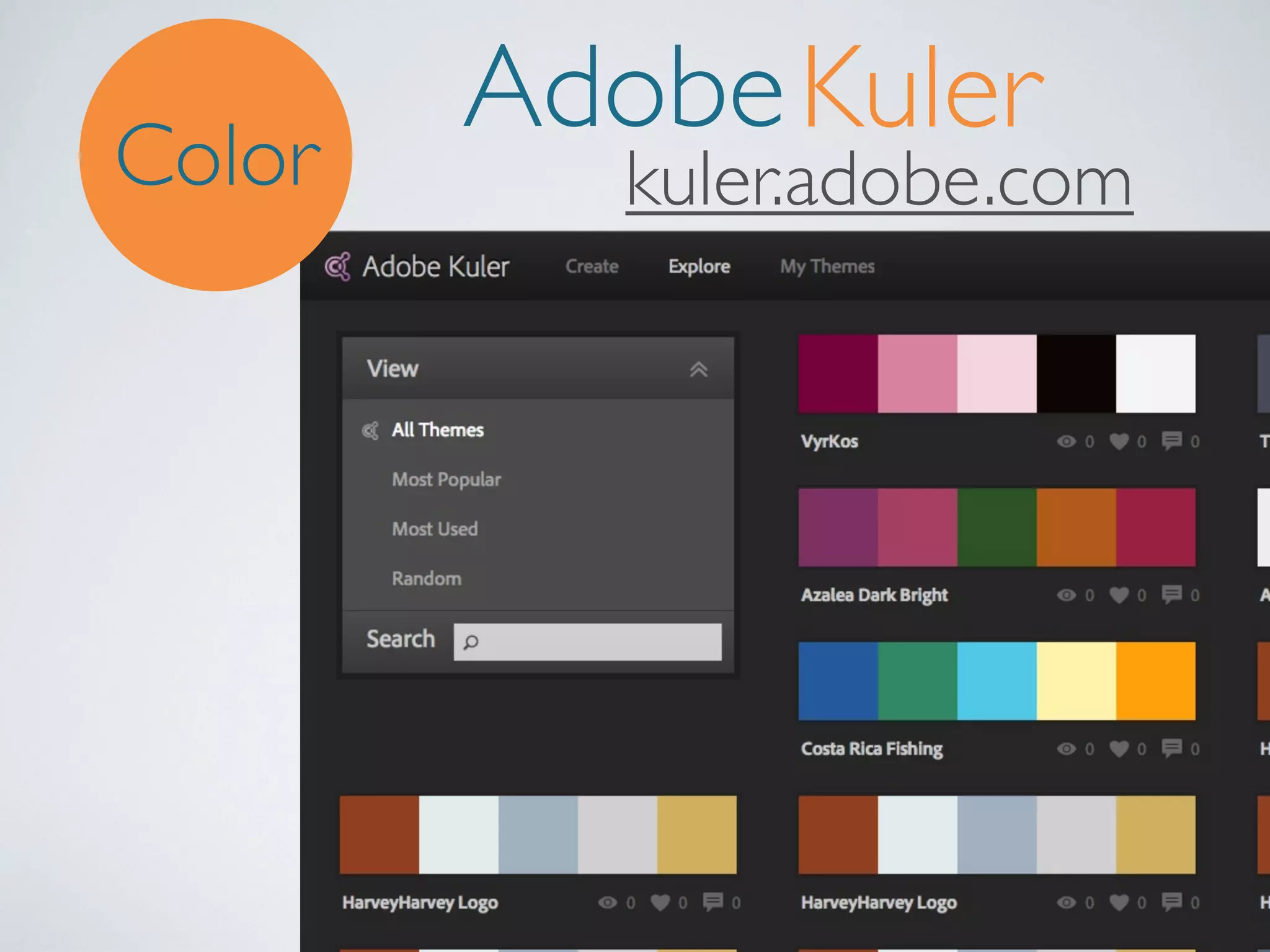 Color

Adobe Kuler

kuler.adobe.com

 