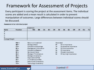 Framework for Assessment of Projects
  Every participant is scoring the project at the assessment items. The individual
  ...