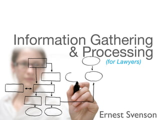 Information Gathering
         & Processing
              (for Lawyers)




                Ernest Svenson
 