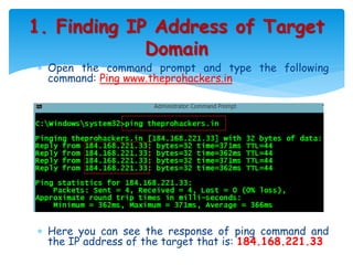Information gathering using windows command line utility | PPTX