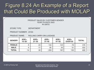 Figure 8.24 An Example of a Report
that Could Be Produced with MOLAP

© 2007 by Prentice Hall

Management Information Systems, 10/e
Raymond McLeod and George Schell

44

 