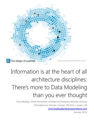 ENTERPRISE ARCHITECTS WHITEPAPER
INFORMATION IS AT THE HEART OF
ALL ARCHITECTURE DISCIPLINES
AND THERE’S MORE TO DATA MODELLING
THAN YOU EVER THOUGHT
 