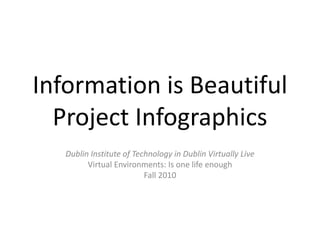 Information is Beautiful
Project Infographics
Dublin Institute of Technology in Dublin Virtually Live
Virtual Environments: Is one life enough
Fall 2010
 
