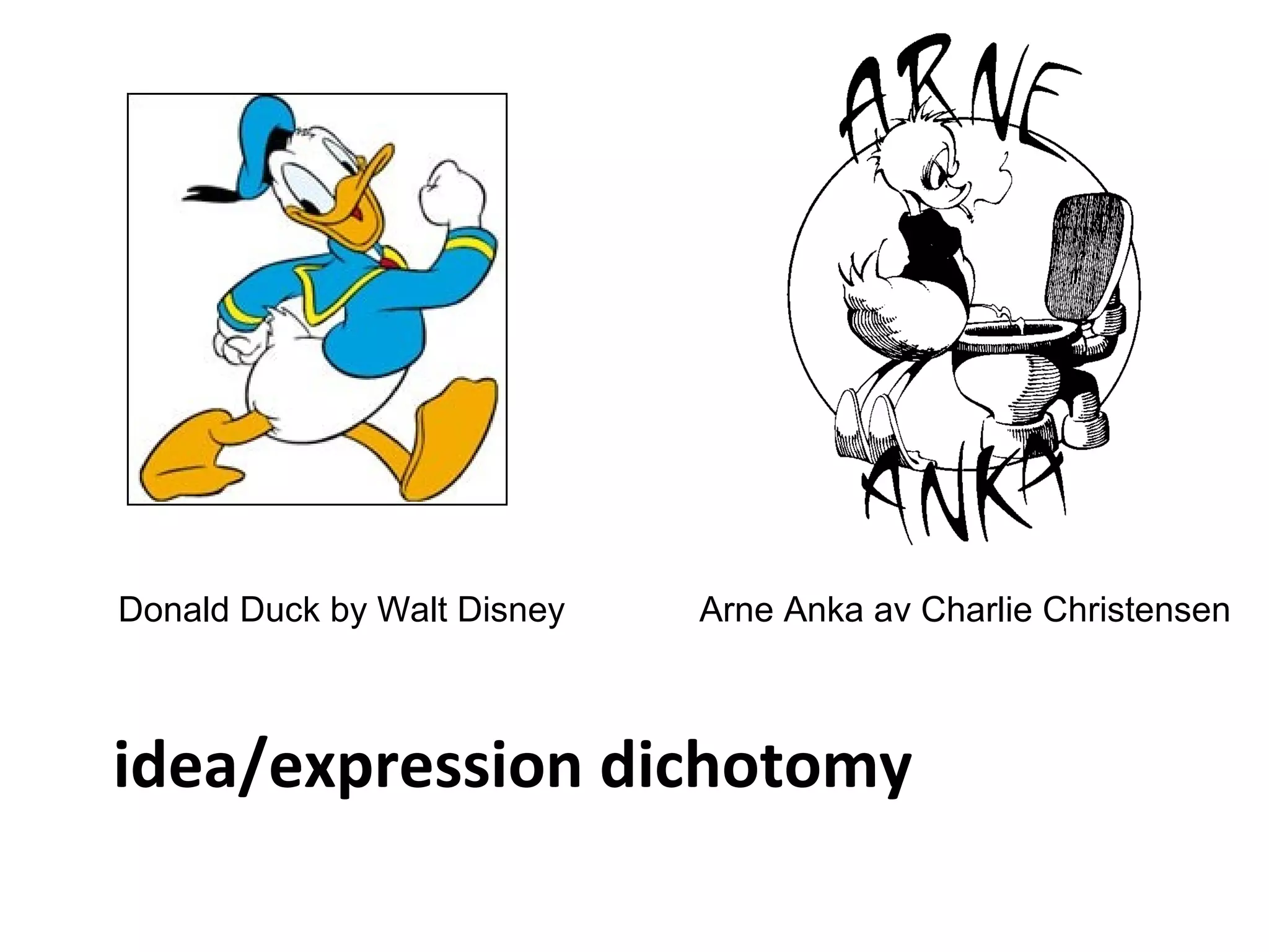 Donald Duck by Walt Disney   Arne Anka av Charlie Christensen



idea/expression dichotomy
 