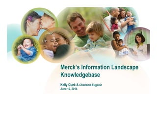 Merck’s Information Landscape
Knowledgebase
Kelly Clark & Charisma Eugenio
June 10, 2014
 