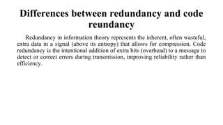 Redundancy Code Comprehensive Lecture on Source Coding in Information Theory and Coding ...