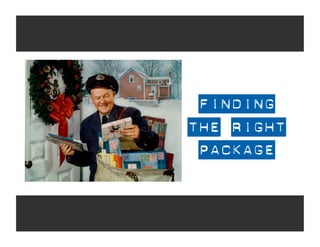 FINDING
THE RIGHT
 PACKAGE
 