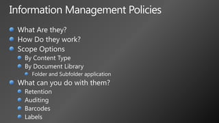 Chris Geier: Information Management in SharePoint 2010