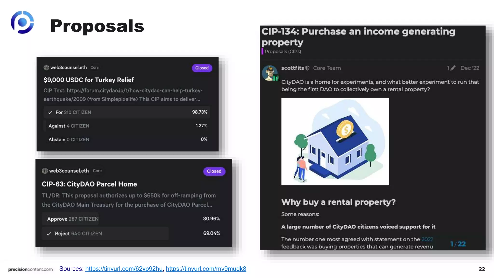 22
Proposals
Sources: https://tinyurl.com/62yp92hu, https://tinyurl.com/mv9mudk8
 