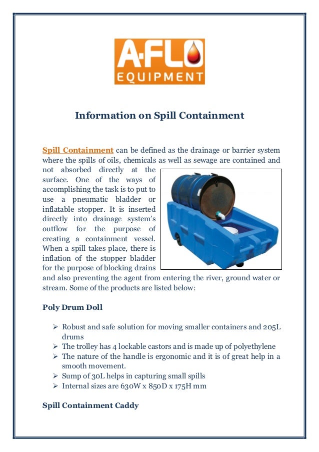 Information on Spill Containment