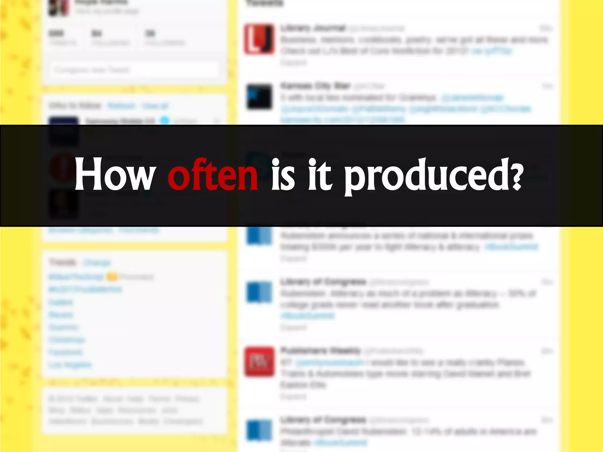 How often is it produced?
 