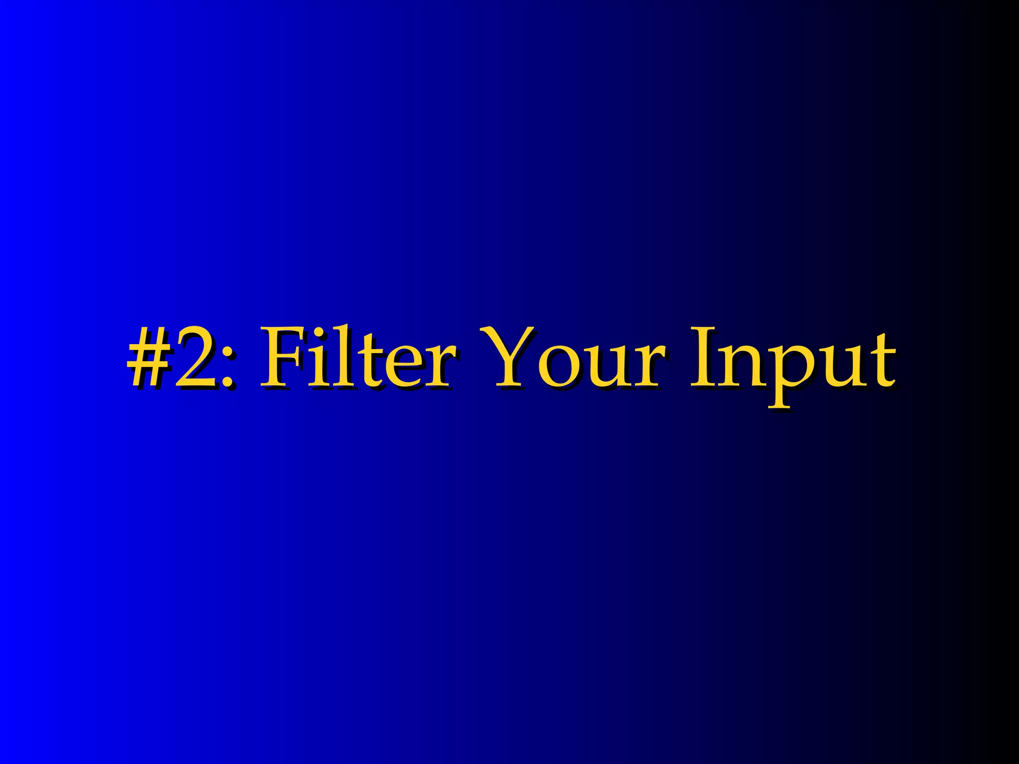 #2: Filter Your Input 