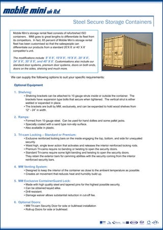 Mobile Mini UK Ltd Information Pack | PDF