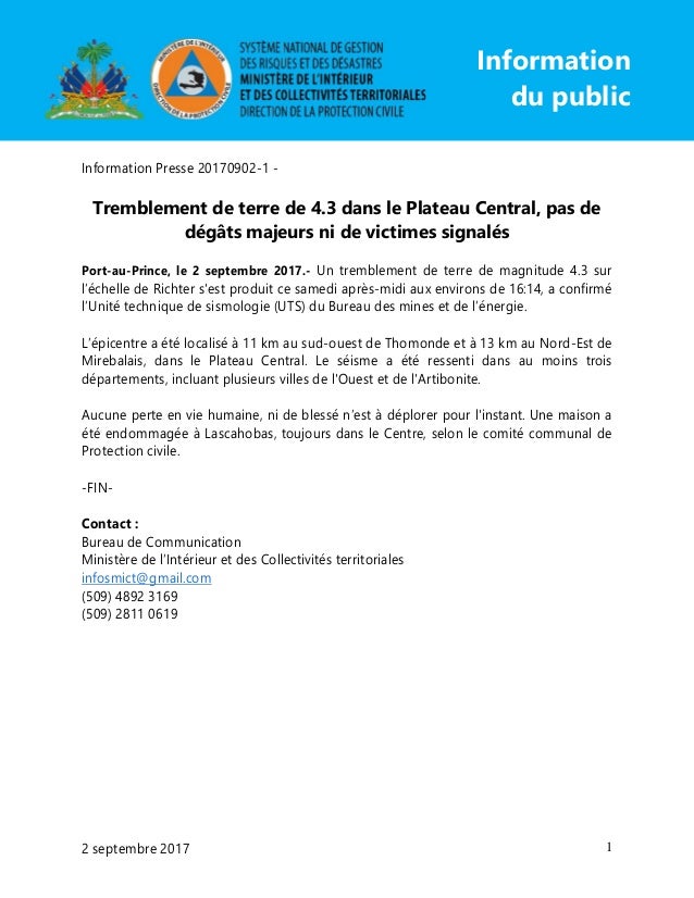 Information Presse Seisme 20170902 Ok