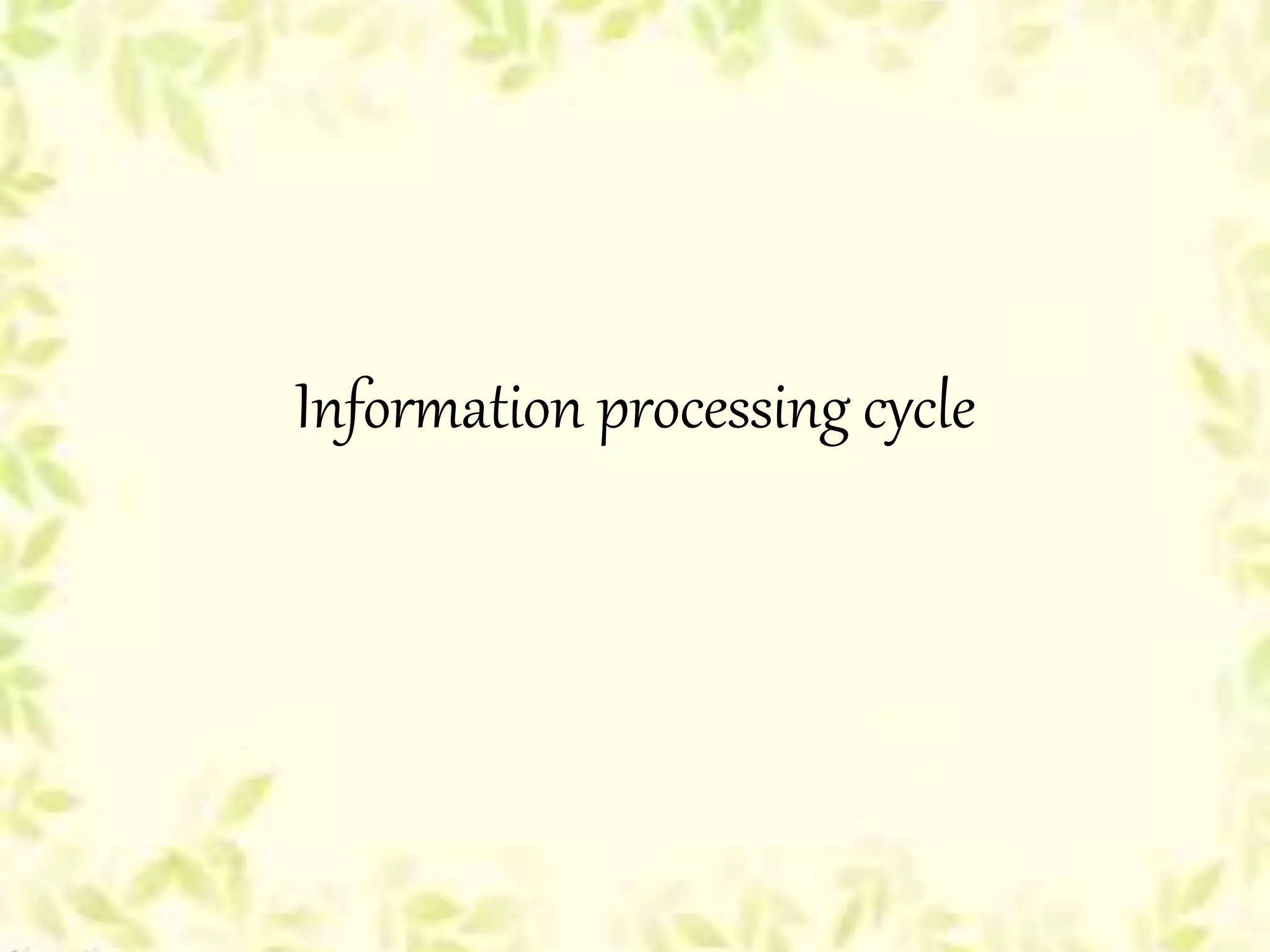 Information processing cycle
 