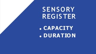 SENSORY
REGIS TER
CAPACITY
DURATION
 