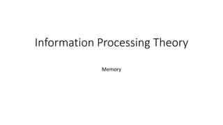 Information Processing Theory
Memory
 