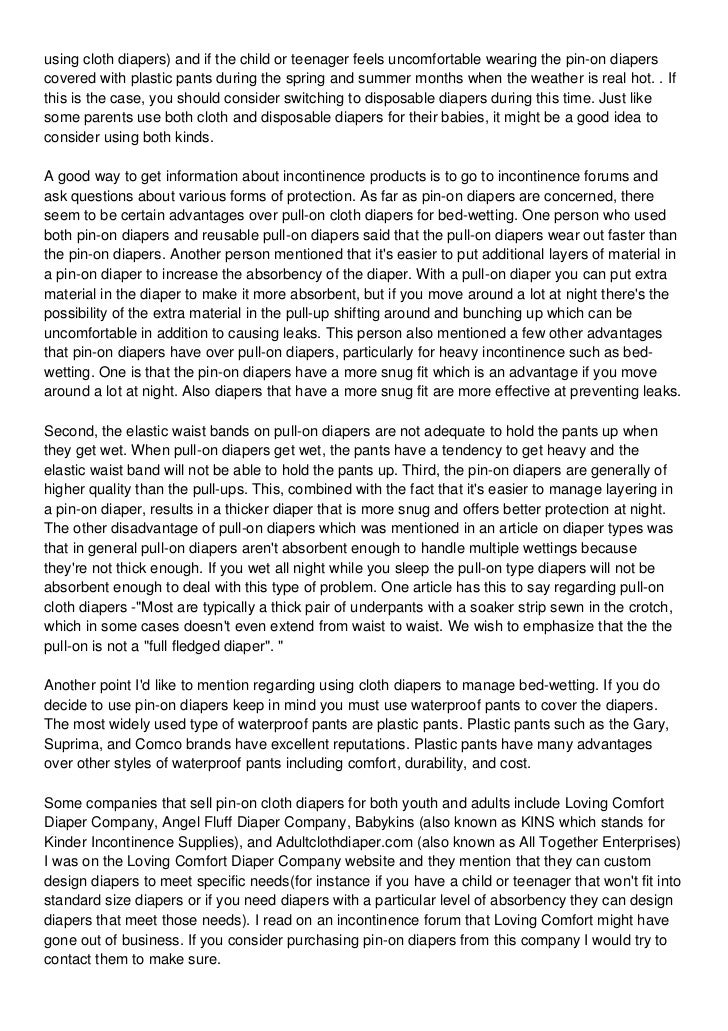 diapers and plastic pants for bedwetting