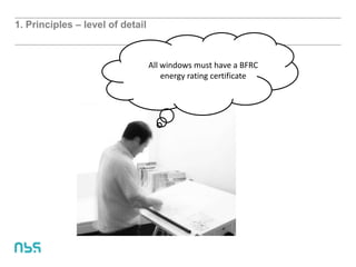 1. Principles – level of detail
All windows must have a BFRC
energy rating certificate
 