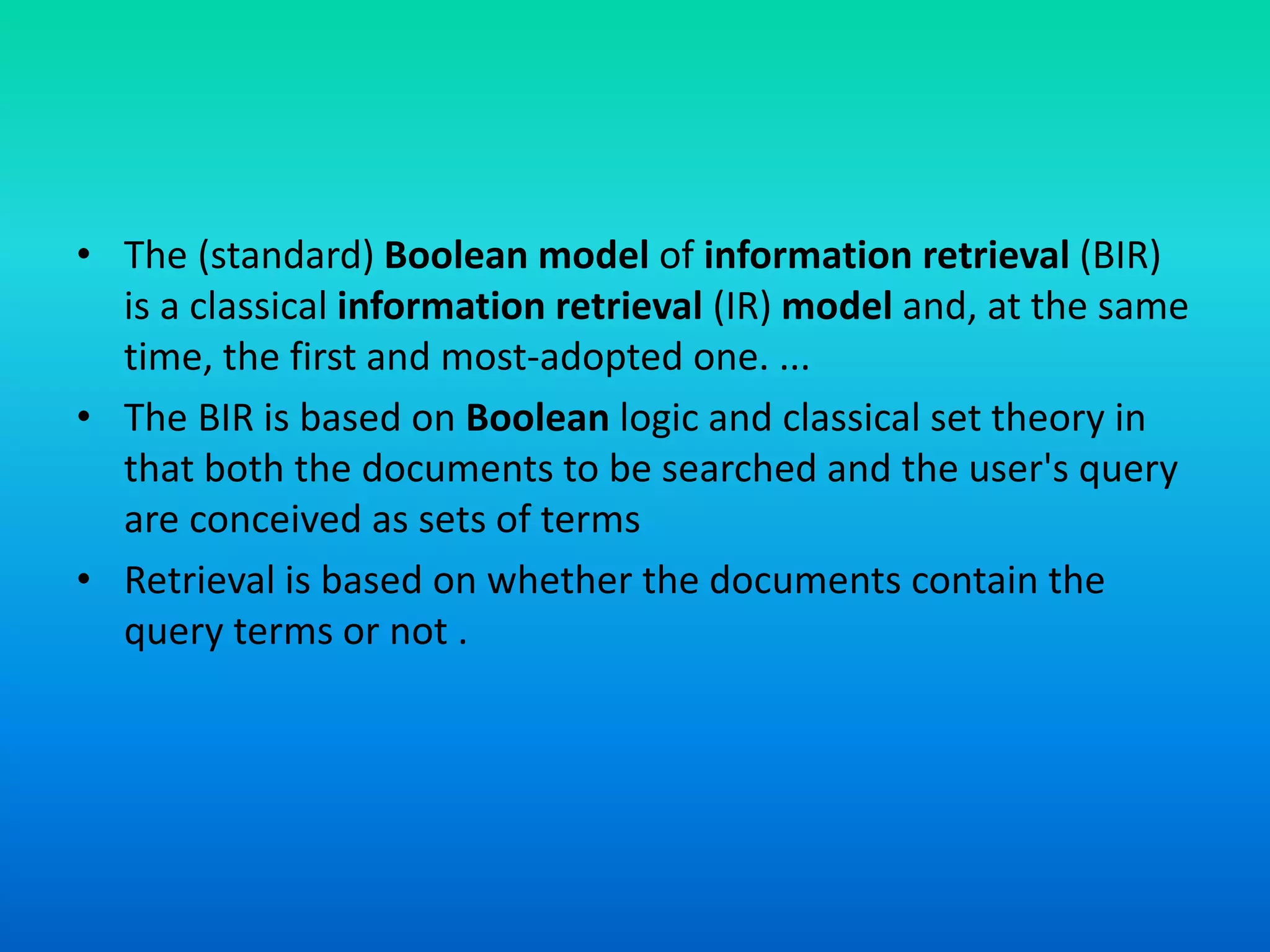 Information retrieval 7 boolean model | PPTX