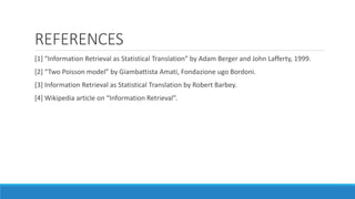 Poisson Translation Information retrieval as statistical translation | PDF