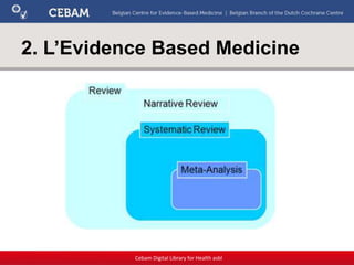 2. L’Evidence Based Medicine
Cebam Digital Library for Health asbl
 