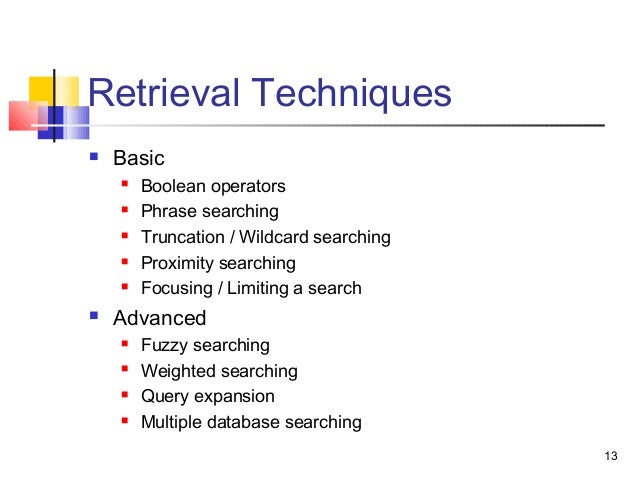 information searching and retrieval Information retrieval & search algorithms information retrieval is the task, given a set of documents and a user query, of finding the relevant documents. information searching and retrieval Information retrieval & search algorithms information retrieval is the task, given a set of documents and a user query, of finding the relevant documents.