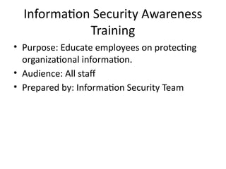 Comprehensive Information Security Awareness Training for Employees | PPTX