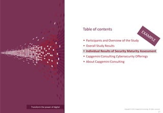 Transform the power of digital
Participants and Overview of the Study
Overall Study Results
Individual Results of Security Maturity Assessment
Capgemini Consulting Cybersecurity Offerings
About Capgemini Consulting
Table of contents
Copyright © 2015 Capgemini Consulting. All rights reserved.
27
 