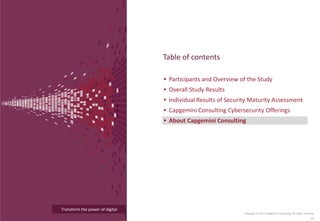 Transform the power of digital
Participants and Overview of the Study
Overall Study Results
Individual Results of Security Maturity Assessment
Capgemini Consulting Cybersecurity Offerings
About Capgemini Consulting
Table of contents
Copyright © 2015 Capgemini Consulting. All rights reserved.
43
 