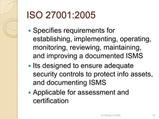 Isms Monitoring Report Example Information Security Management Systems(ISMS) By Dr Wafula | PPT