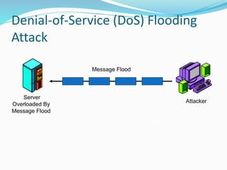 Denial-of-Service (DoS) Flooding
Attack
Message Flood
Server
Overloaded By
Message Flood
Attacker
 
