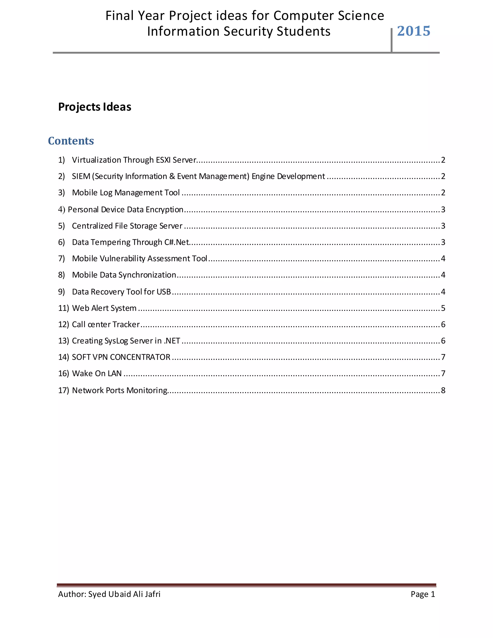 Final Year Projects Computer Science (Information security) -2015 | PDF