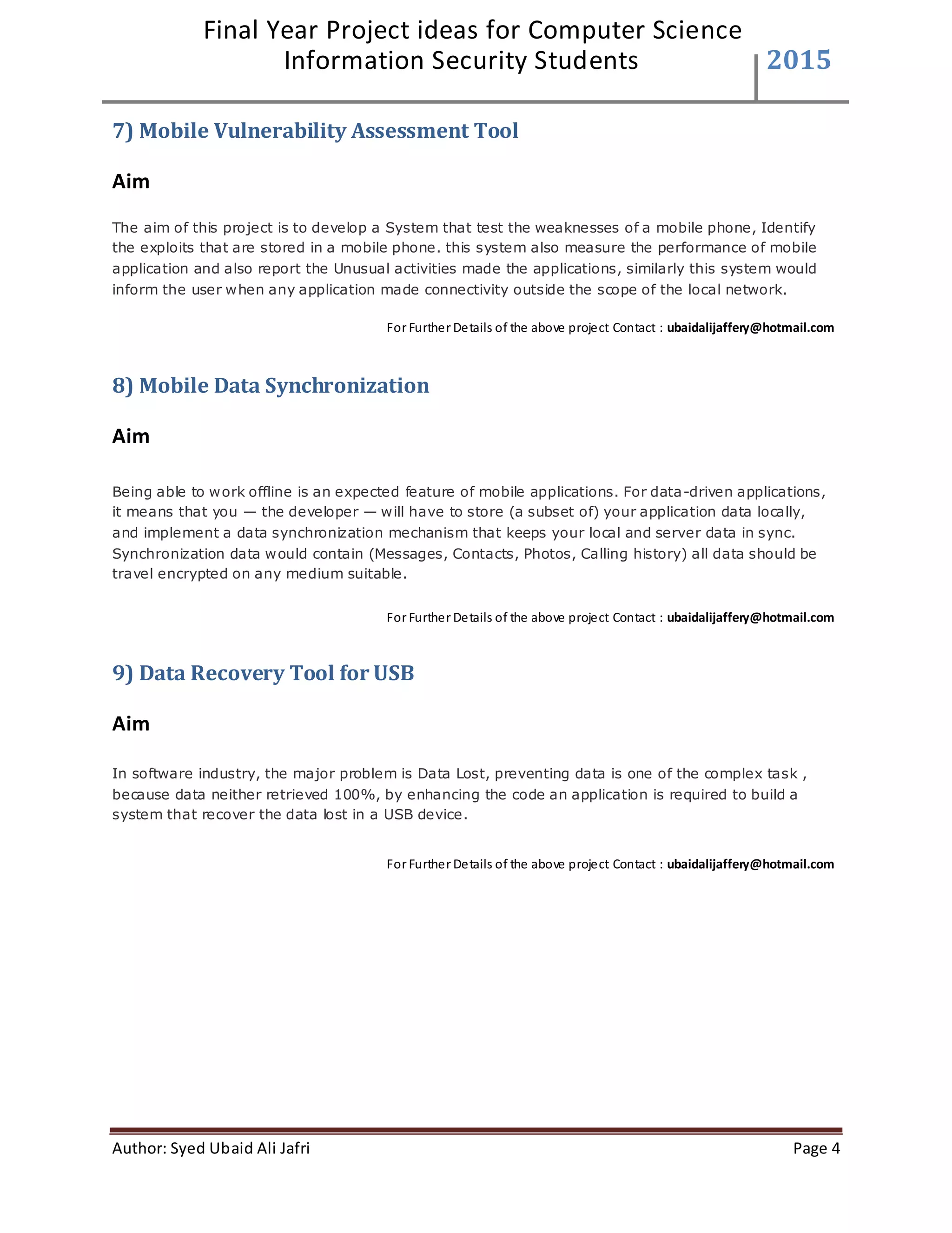 Final Year Projects Computer Science (Information security) -2015 | PDF