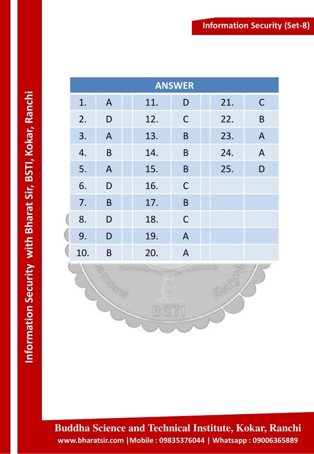MCQ Information Security  (Multiple Choice Questions)