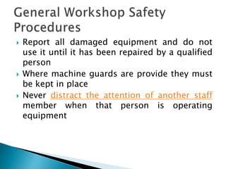 Introduction to safety of workshop and workplace | PPTX