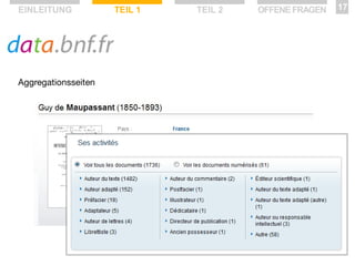 EINLEITUNG

Aggregationsseiten

TEIL 1

TEIL 2

OFFENE FRAGEN

17

 