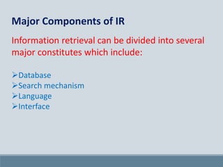 Information Storage and Retrieval system (ISRS) | PPTX | Search | Internet