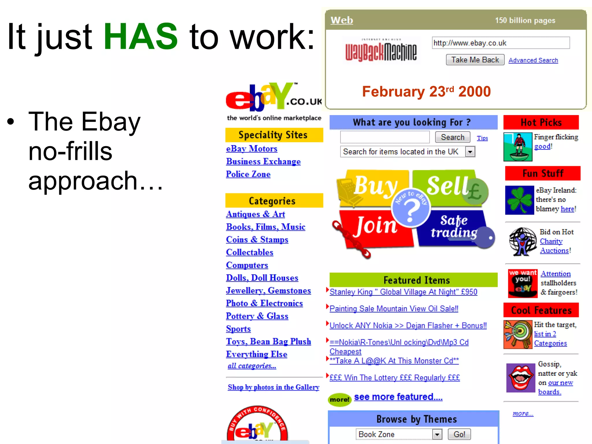 It just  HAS  to work: The Ebay  no-frills approach… February 23 rd  2000 