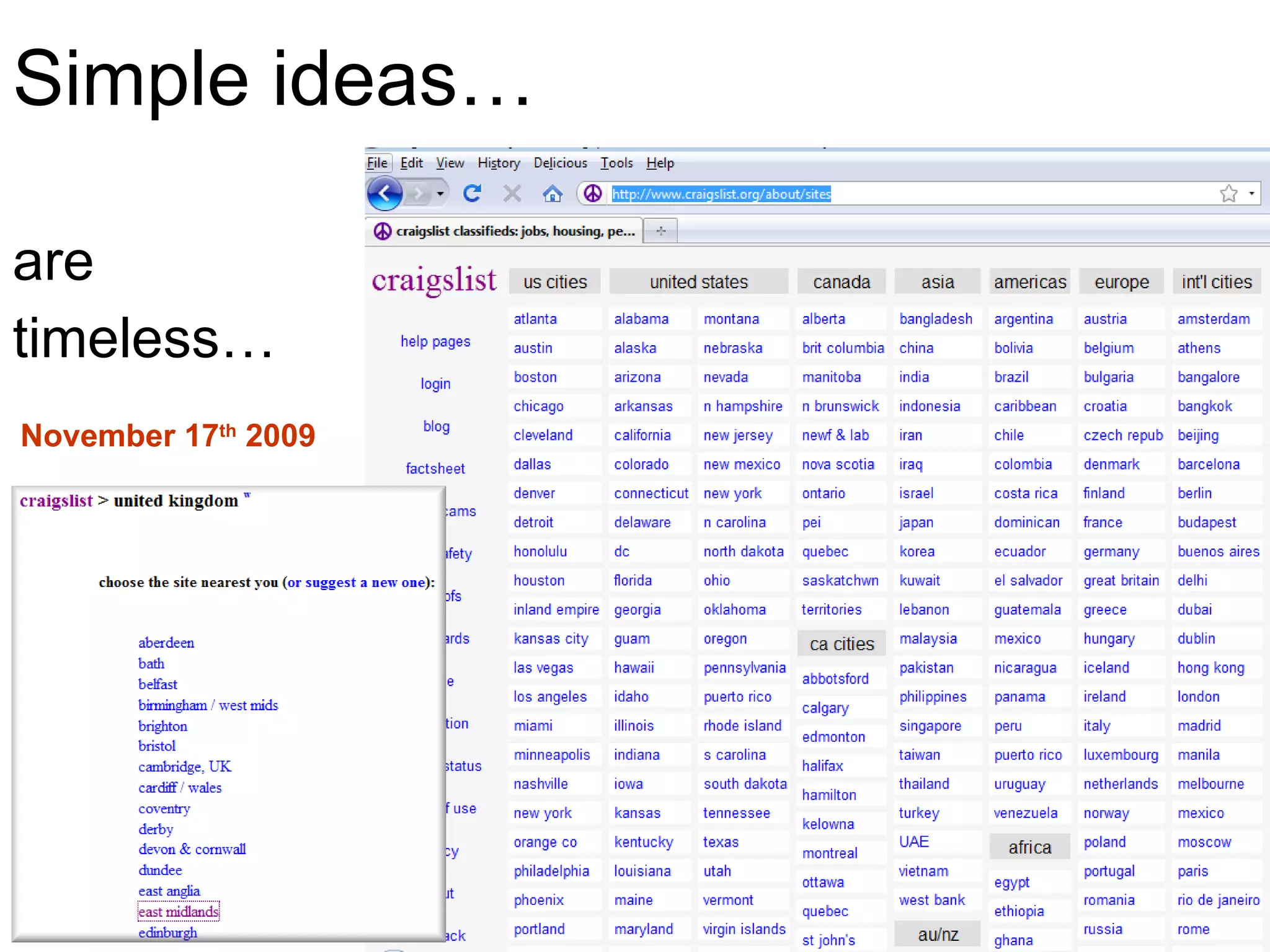 Simple ideas… are  timeless… November 17 th  2009 
