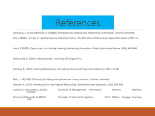 Library Science Indexing Nature and Development of Indexing system | PPTX