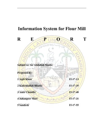 Information System for Flour Mill
R E P O R T
 