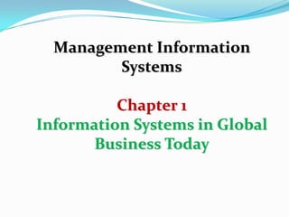 Management Information
Systems
Chapter 1
Information Systems in Global
Business Today
 