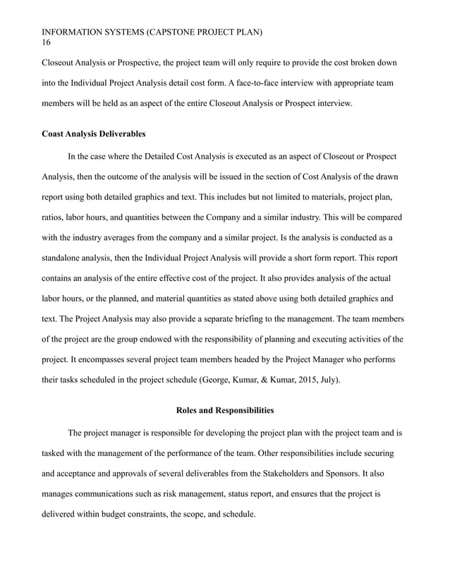 Information systems (capstone project plan) PDF
